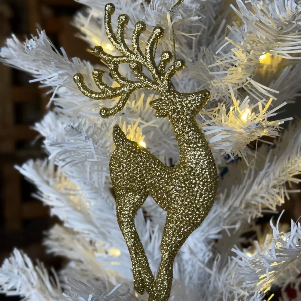 Vintage 1994 Gold Glitter Reindeer Ornament